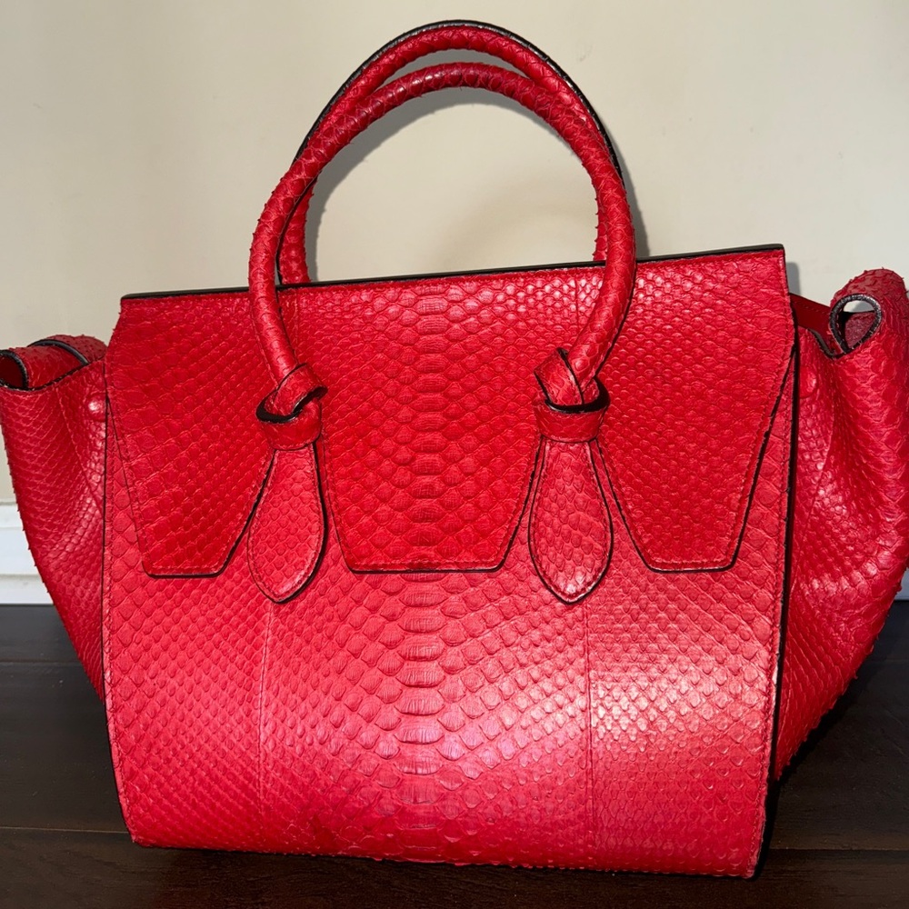 RARE!!! Celine red snakeskin tie knot bag